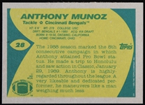 1989 Anthony Munoz Cincinnati Bengals Signed Topps Football Trading Card (JSA)