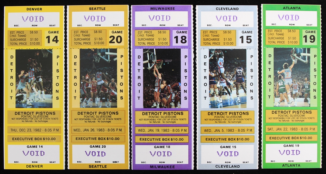 1982-83 Detroit Pistons Ticket Stubs (Lot of 5)