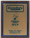 1985 Terry Cummings Milwaukee Bucks Signed 8" x 10" Goodys MVP Plaque (MEARS LOA/JSA)