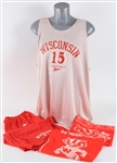 1980s-90s Wisconsin Badgers Memorabilia - Lot of 4 w/ Reversible Basketball Practice Jersey, Shorts & Miller High Life Bucky Bandanas