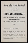 1940's Marcel Cerdan World Middleweight Champion 3.25 x 5.25 French Language Bartissol Advertising Card 