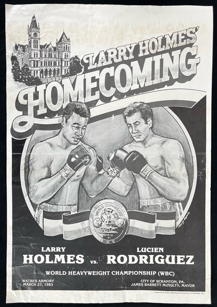 1983 Larry Holmes Lucien Rodriguez World Heavyweight Championship Title Bout 22" x 32" Poster