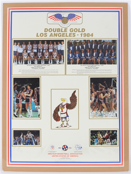 1984 EARLY Michael Jordan United States Olympic Basketball Team Double Gold Los Angeles 22x31 Poster