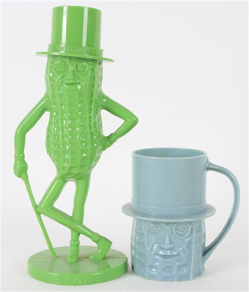 1970s Mr. Peanut 9" Bank and 4" Cup