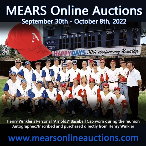 2015 Henry Winkler Fonzie Personally Owned & Worn Happy Days 30th Anniversary Reunion Signed & Inscribed Cap (MEARS LOA/JSA)