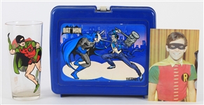 1978-82 Batman & Robin Memorabilia - Lot of 3 w/ Lunchbox, Drinking Glass & Snapshot