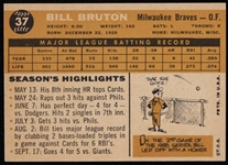 1960 Bill Bruton Milwaukee Braves Signed Topps #37 Trading Card (JSA)