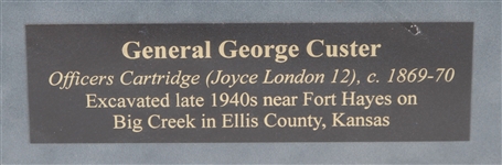 1869-70 General George Custer 20 x 28 Framed Display w/ Officers Cartridge Excavated Near Fort Hayes