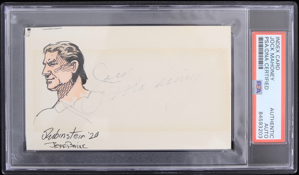 1919-1989 Jock Mahoney Tarzan Signed 3x5 Sketch (PSA/DNA Slabbed)