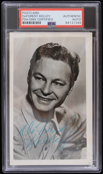 1948 DeForest Kelley Star Trek Signed 3.5x5.5 Postcard (PSA/DNA Slabbed)