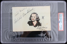 1966 Batan Tallulah Bankhead Black Widown Signed 4x6 Sketch (PSA/DNA Slabbed)
