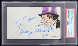 1966 Batman Burgess Meredith The Penguin Signed 3x5 Sketch (PSA/DNA Slabbed)