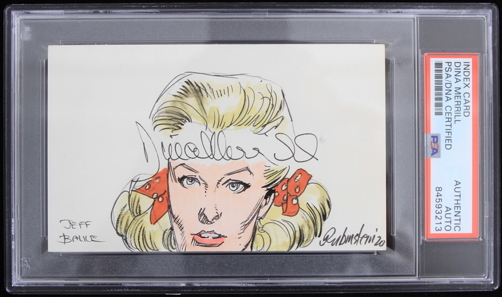 1966 Batman Dina Merrill Calamity Jan Batman Signed 3x5 Joe Rubinstein Sketch (PSA/DNA Slabbed)