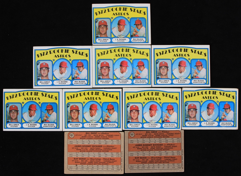 1972 JR Richard Houston Astros Topps Rookie Baseball Trading Cards - Lot of 10