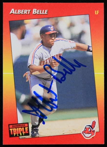 1992 Albert Belle Cleveland Indians Signed Leaf Baseball Trading Card (JSA)