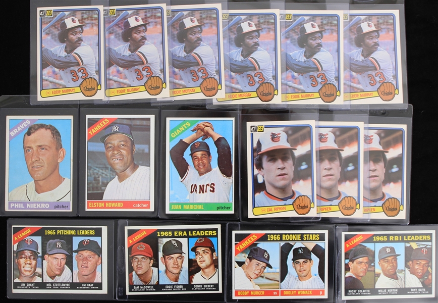 1950s-90s Baseball Trading Cards - Lot of 36 w/ Kirby Puckett Fleer Rookie & More