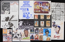 1970s-2000s Hank Aaron Milwaukee Braves Milwaukee Brewers Art Prints & Trading Cards - Lot of 75+