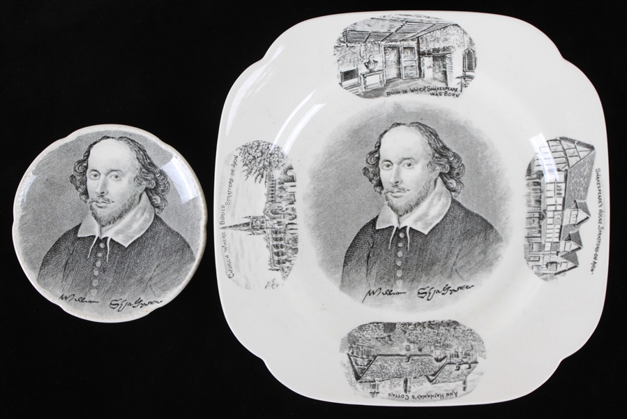 1970s William Shakespeare Stratford Canada Shakespearean Festival 4.5" Porcelain Dish & 8.75" Porcelain Tray