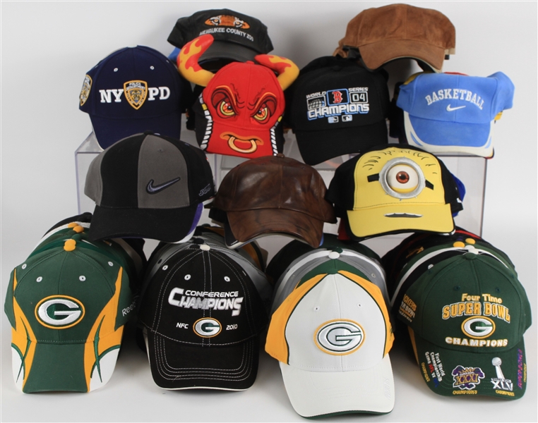 Assorted Baseball Hats Including Green Bay Packers, NYPD and more (Lot of 75+)