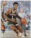 2000s Oscar Robertson Milwaukee Bucks Signed 16" x 20" Canvas (JSA)