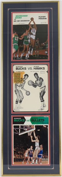 1970-71 Milwaukee Bucks 13.5" x 40" Framed Program Display
