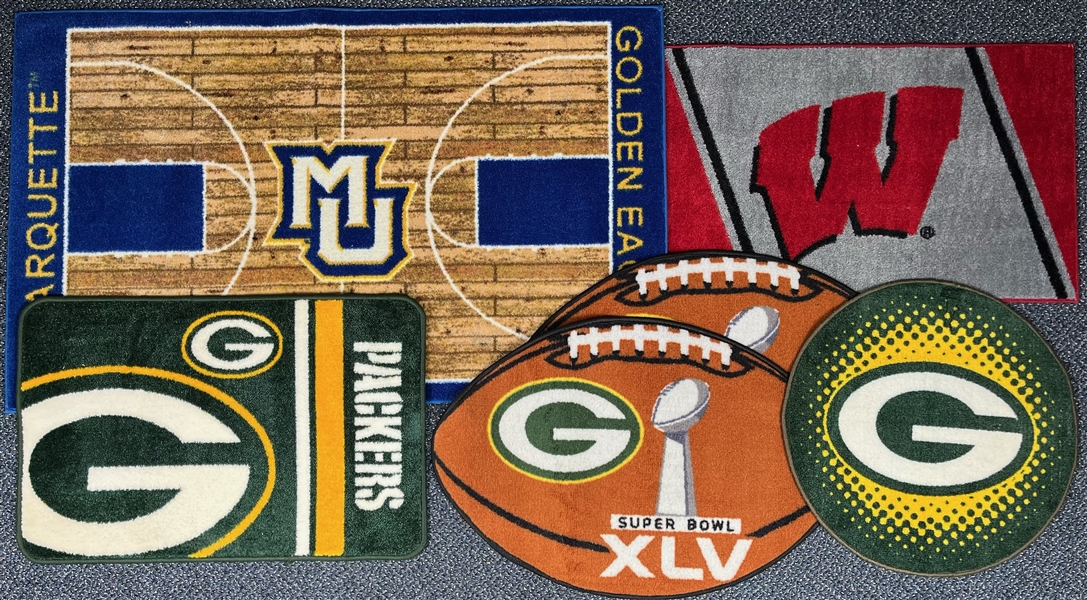 Green Bay Packers, Marquette Golden Eagles & Wisconsin Badgers Area Rugs (Lot of 10)