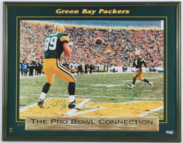 1995 Brett Favre Mark Chmura Green Bay Packers Signed 21" x 27" Framed The Pro Bowl Connection Photo (JSA)