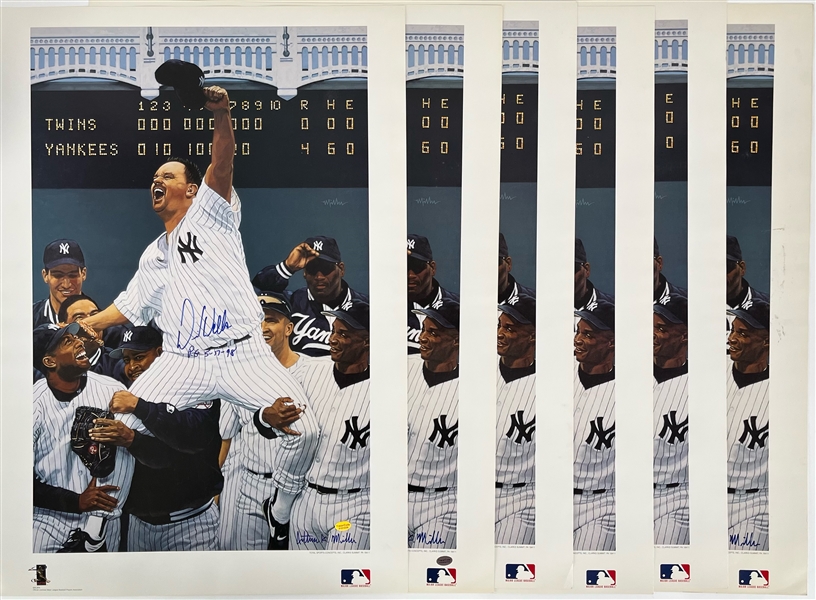 1998 David Wells New York Yankees 19" x 27" Perfect Game Lithographs - Lot of 6 w/ 1 Signed (JSA)