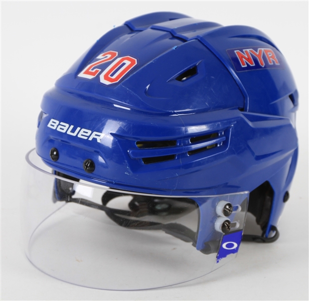 2017-18 Chris Kreider New York Rangers Game Worn Helmet (MEARS LOA/Steiner)