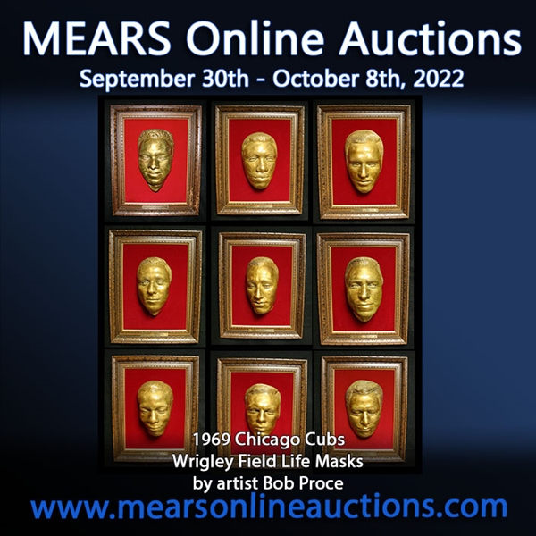 1969 Chicago Cubs Wrigley Field Life Mask Collection by artist Bob Proce