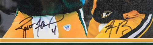 1990s-2000s Paul Hornung, Jim Taylor, Bart Starr, Brett Favre & Aaron Rodgers Green Bay Packers Titletown MVPs Signed 30x42 Framed Print (RoseArt COA)