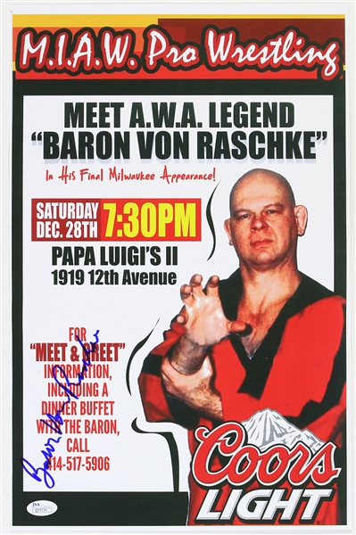 Baron Von Raschke AWA Wrestling Legend Signed LE 11x17 Color Photo (JSA)