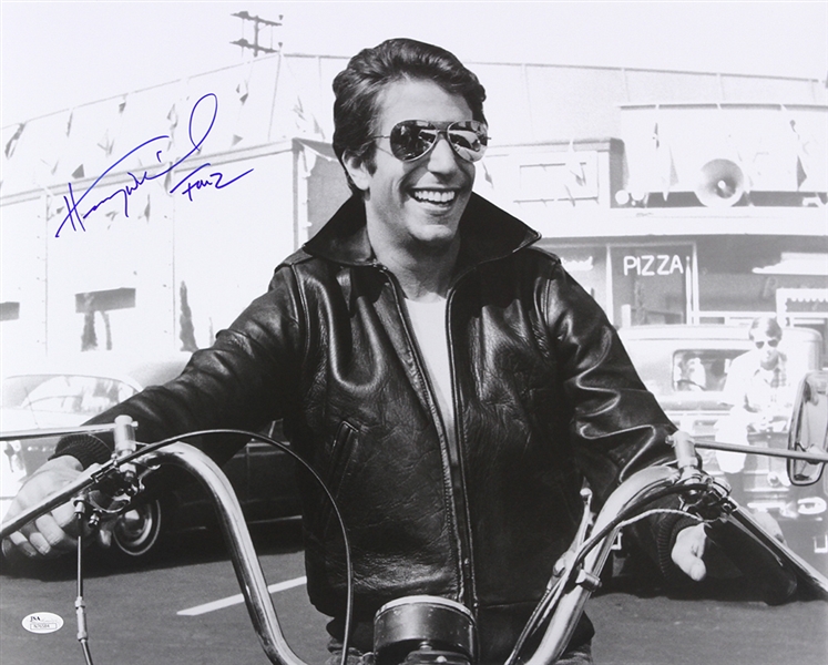 1974-1984 Henry Winkler Happy Days (motorcycle) Signed LE 16x20 B&W Photo (JSA)