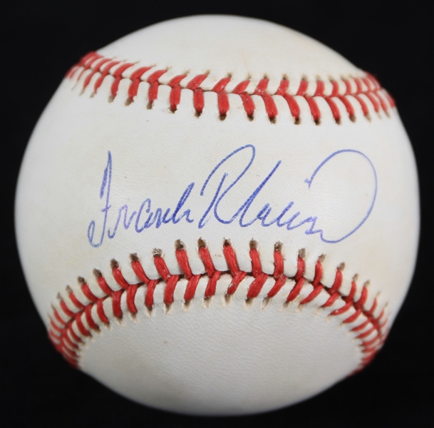 1985-89 Frank Robinson Baltimore Orioles Signed OAL Brown Baseball (JSA)