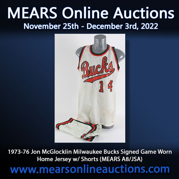 1973-76 Jon McGlocklin Milwaukee Bucks Signed Game Worn Home Jersey w/ Shorts (MEARS A8/JSA)