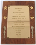 1973 Sandy Saddler World Featherweight Champion 9" x 12" Presentation Plaque