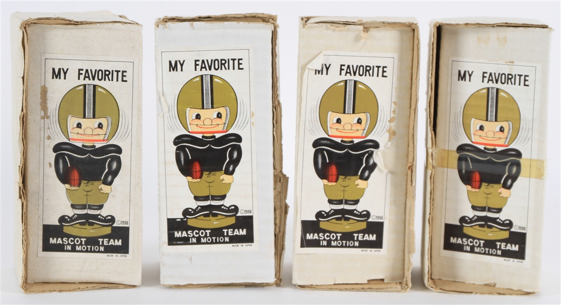 1968 My Favorite Mascot Team in Motion Vintage Nodder Boxes - Lot of 4