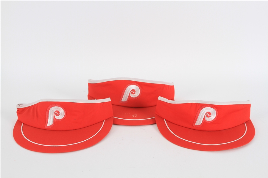 1980s Philadelphia Phillies Adjustable Visors - Lot of 3