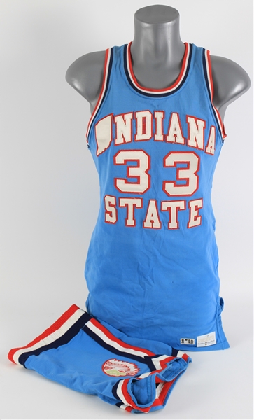 1978-79 Larry Bird Indiana State Sycamores Salesman Sample Uniform w/ Jersey & Shorts (MEARS LOA)