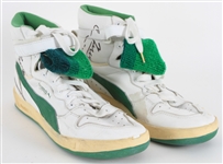 1986 Terry Cummings Milwaukee Bucks Signed Puma Sky LX Game Worn Sneakers w/ Wristbands (MEARS LOA/JSA)