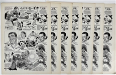 1952 Joe Louis Rocky Marciano World Heavyweight Champions 15.5" x 22" Illustration Panels - Lot of 6