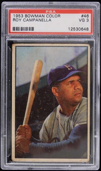 1953 Roy Campanella Brooklyn Dodgers Bowman Color #46 Baseball Trading Card (PSA Slabbed VG 3)