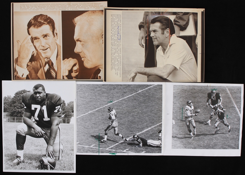 1968-75 Washington Redskins 8" x 10" Photo Collection - Lot of 5 w/ George Allen, Gerry Allen & Spain Musgrove
