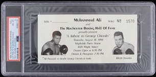 1994 Muhammad Ali and The Rochester Boxing Hall of Fame Ticket for "A Tribute to George Chuvalo" (PSA Slabbed) (Troy Kinunen Collection)