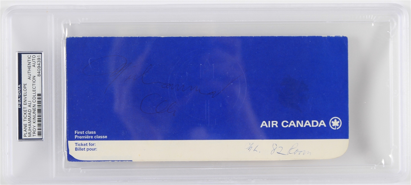 Muhammad Ali Autographed Air Canada Plane Ticket Envelope (PSA Slabbed) (Troy Kinunen Collection)