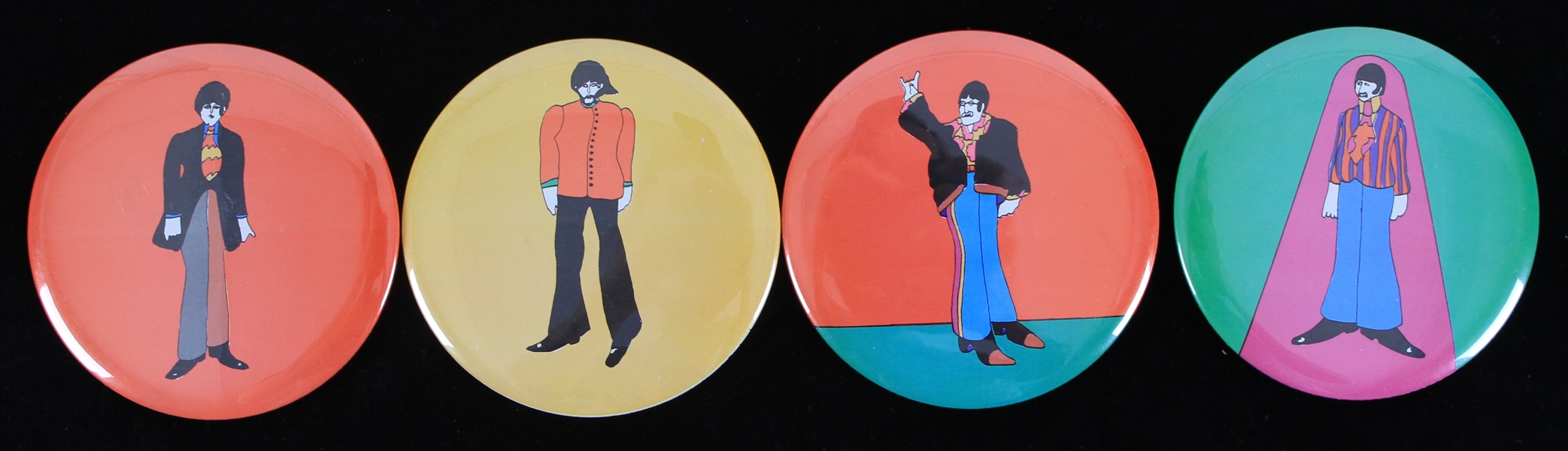Beatles Set of 4 3.5 Inch Pinback Buttons (Lot of 4)