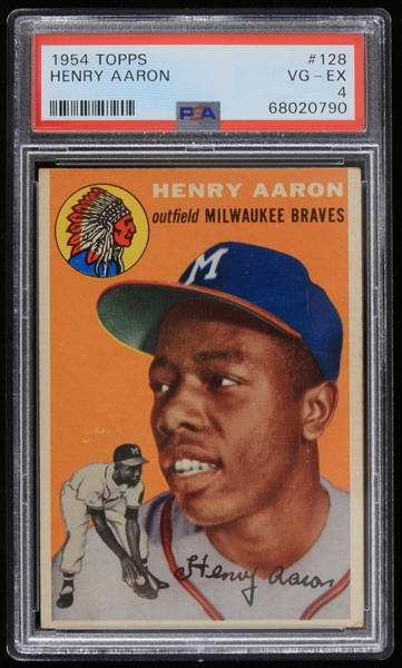 1954 Henry Aaron Milwaukee Braves Topps Rookie Card Graded VG-EX 4 (PSA Slabbed)
