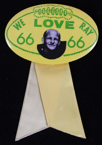 1960s Ray Nitschke Green Bay Packers "We Love Ray" 3 inch Pinback Button