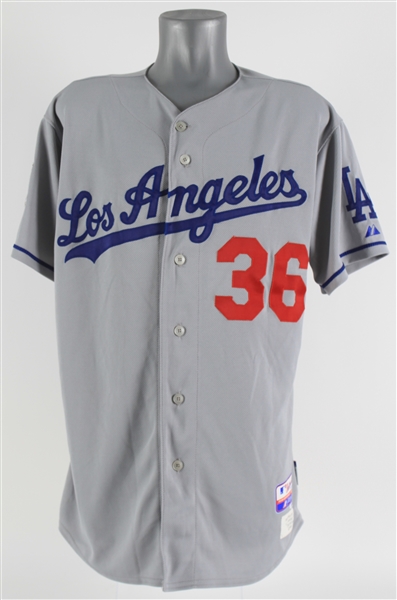 2008 Greg Maddux Los Angeles Dodgers Game Worn Road Jersey (MEARS A10)