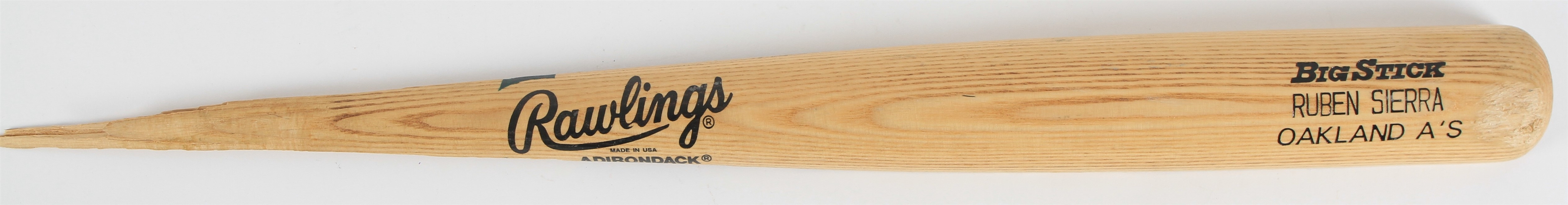 1992-95 Ruben Sierra Oakland Athletics Rawlings Adirondack Professional Model Game Used Bat Fragment (MEARS LOA)